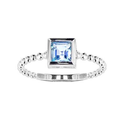 Sterling Silver Blue Topaz Soliatire Ring