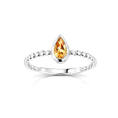 Sterling Silver Citrine Soliatire Ring