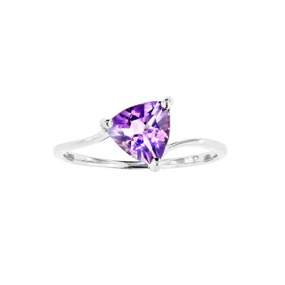 Sterling Silver Amethyst Trillion Ring
