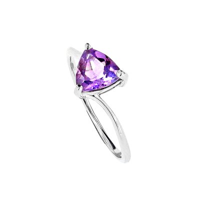 Sterling Silver Amethyst Trillion Ring