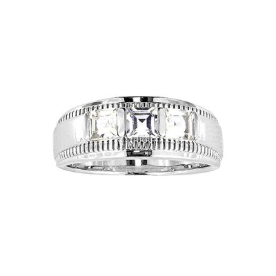 Sterling Silver White Cubic Zirconia Men's Ring
