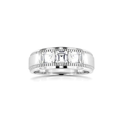 Sterling Silver White Cubic Zirconia Men's Ring