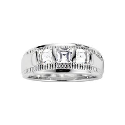 Sterling Silver White Cubic Zirconia Men's Ring