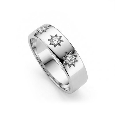 Sterling Silver White Cubic Zirconia Northstar Ring