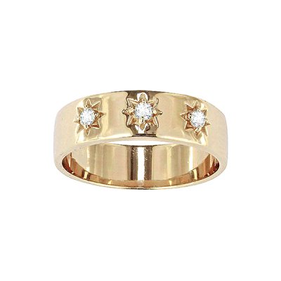 Sterling Silver White Cubic Zirconia North Star Ring Over 18K Yellow Gold Plated