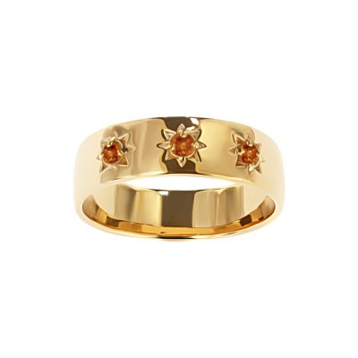Sterling Silver Citrine Northstar Ring Over 18K Yellow Gold Plated