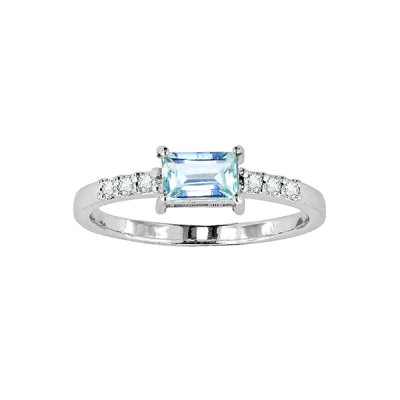 Sterling Silver Sky Blue Topaz & White Topaz Ring