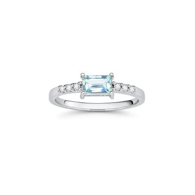 Sterling Silver Sky Blue Topaz & White Topaz Ring