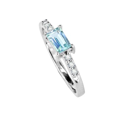 Sterling Silver Sky Blue Topaz & White Topaz Ring