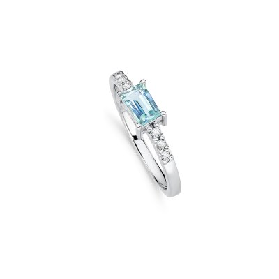 Sterling Silver Sky Blue Topaz & White Topaz Ring