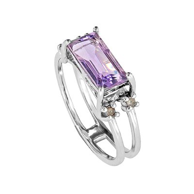 Sterling Silver Amethyst and White Topaz Ring