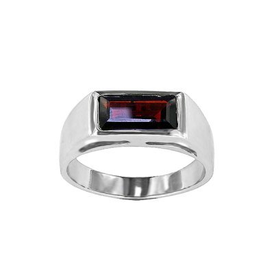 Sterling Silver Garnet Signet Ring