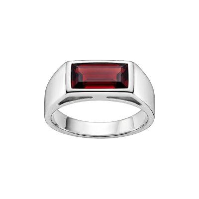 Sterling Silver Garnet Signet Ring