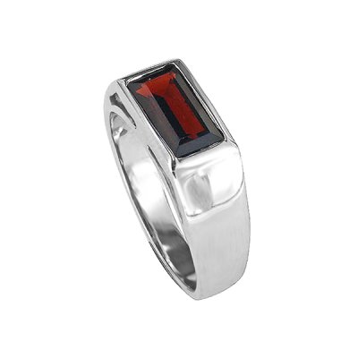 Sterling Silver Garnet Signet Ring