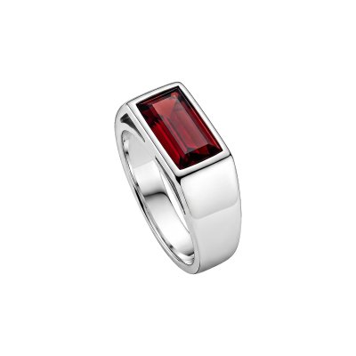 Sterling Silver Garnet Signet Ring