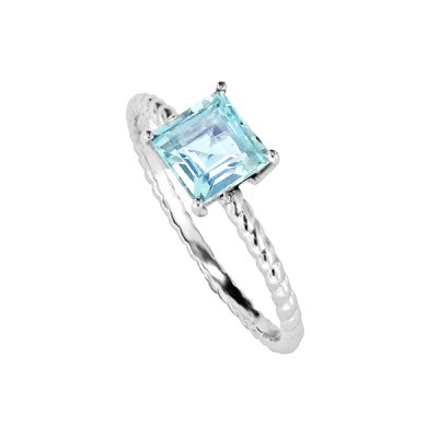 Sterling Silver Sky Blue Topaz Square Rope Ring