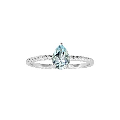 Sterling Silver Sky Blue Topaz Pear Rope Ring