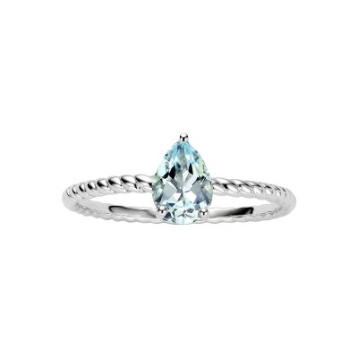 Sterling Silver Sky Blue Topaz Pear Rope Ring