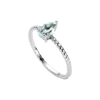 Sterling Silver Sky Blue Topaz Pear Rope Ring