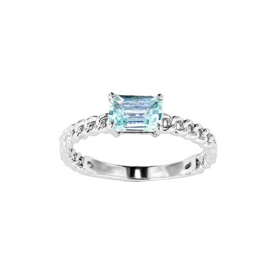 Sterling Silver Sky Blue Topaz Chain Ring