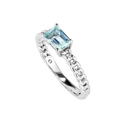 Sterling Silver Sky Blue Topaz Chain Ring
