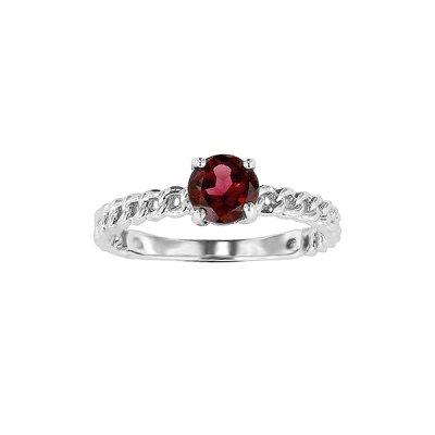 Sterling Silver Garnet Chain Ring