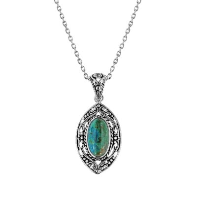 Sterling Silver Chrysocolla Pendant With Chain 18 Inches