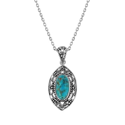 Sterling Silver Tuirquoise Pendant with Chain 18 Inches