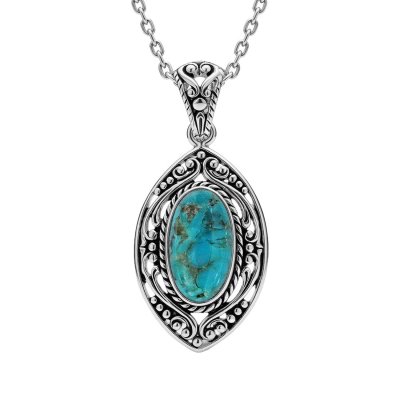 Sterling Silver Tuirquoise Pendant with Chain 18 Inches