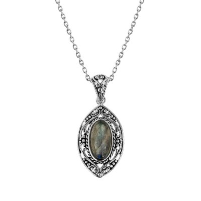 Sterling Silver Labradolite Pendant With Chain 18 Inches