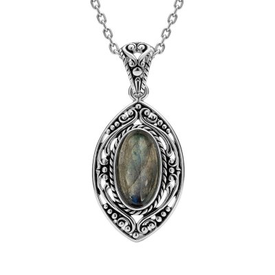 Sterling Silver Labradolite Pendant With Chain 18 Inches