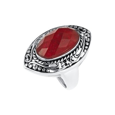 Sterling Silver Dyed Ruby Red Corundum Ring
