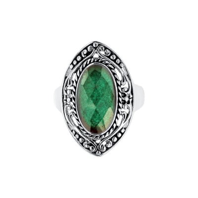 Sterling Silver Dyed Emerald Ring