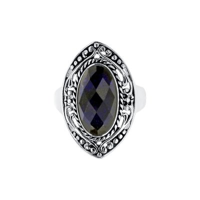 Sterling Silver Dyed Sapphire Blue Corundum Ring