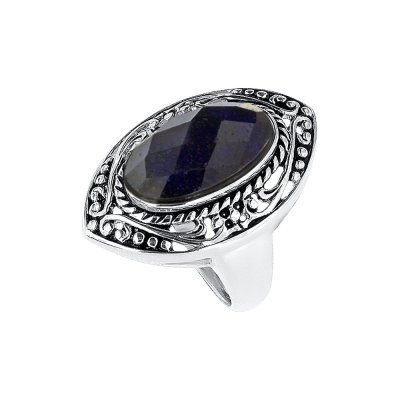 Sterling Silver Dyed Sapphire Blue Corundum Ring