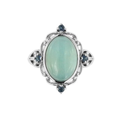 Sterling Silver Milky Aquamarine and London Blue Topaz Ring