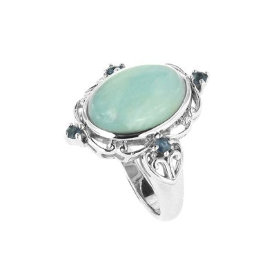 Sterling Silver Milky Aquamarine and London Blue Topaz Ring