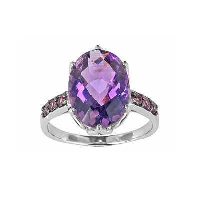 Sterling Silver Amethyst and Rhodolite Ring