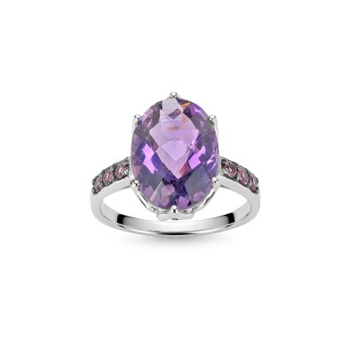 Sterling Silver Amethyst and Rhodolite Ring