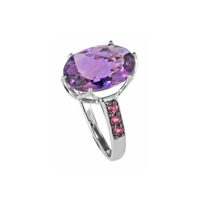 Sterling Silver Amethyst and Rhodolite Ring