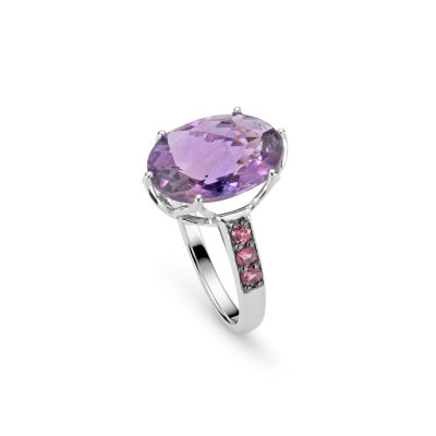 Sterling Silver Amethyst and Rhodolite Ring