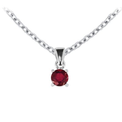 Sterling Silver Ruby Pendant With Chain 18 Inches