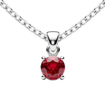 Sterling Silver Ruby Pendant With Chain 18 Inches