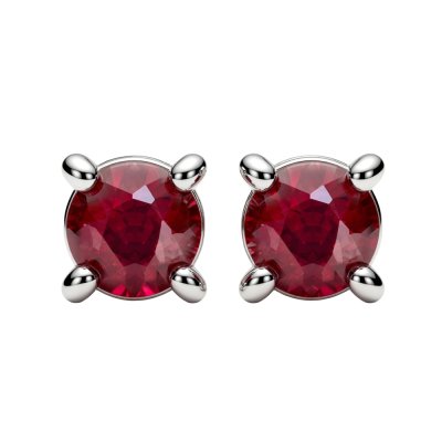 Sterling Silver Ruby Stud Earrings