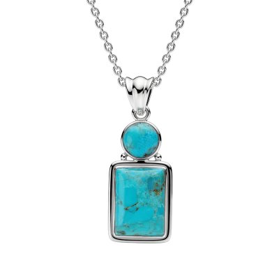 Sterling Silver Turquoise Pendant With Chain 18 Inches