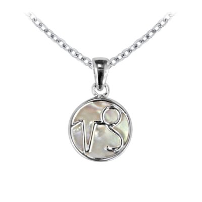 Sterling Silver Mother of Pearl Capricorn Zodiac Pendant With Chain 18 Inches