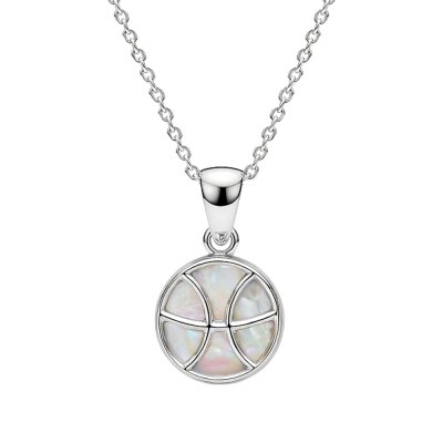 Sterling Silver Mother of Pearl Pisces Zodiac Pendant With Chain 18 Inches