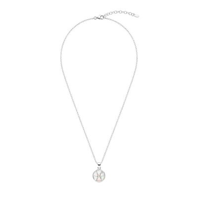 Sterling Silver Mother of Pearl Pisces Zodiac Pendant With Chain 18 Inches