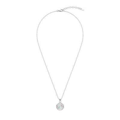 Sterling Silver Mother of Pearl Cancer Zodiac Pendant With Chain 18 Inches