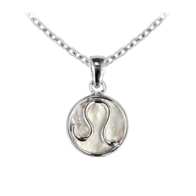 Sterling Silver Mother of Pearl Leo Zodiac Pendant With Chain 18 Inches